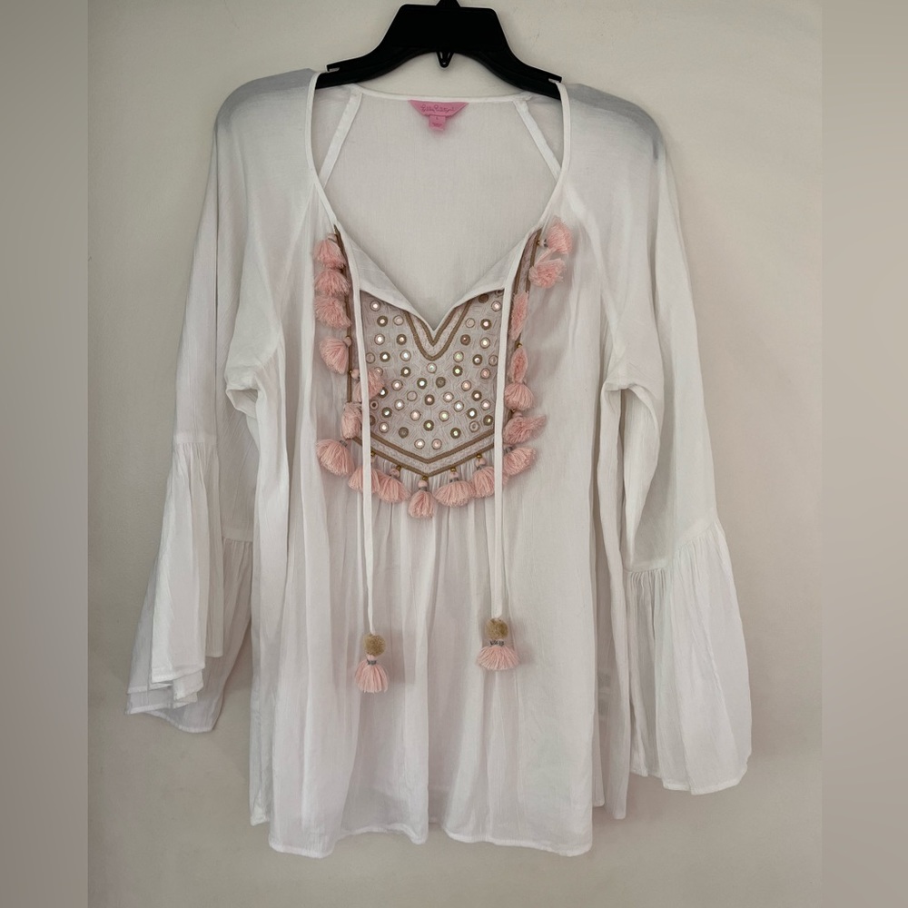 EUC Lilly Pulitzer Shandy Tassle Top Size Large